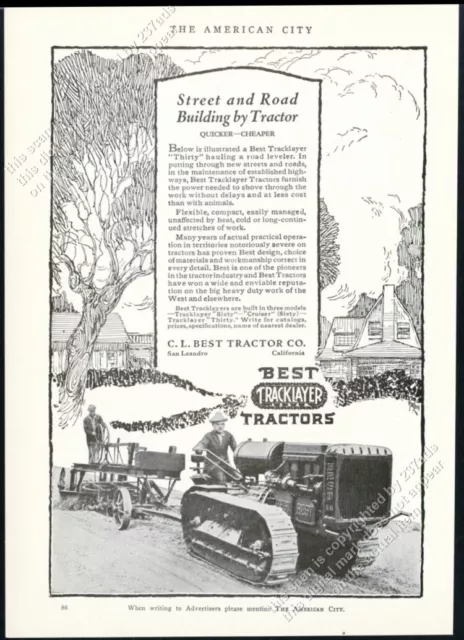 1921 Cletrac crawler 30 tractor & road grader photo vintage trade print ad