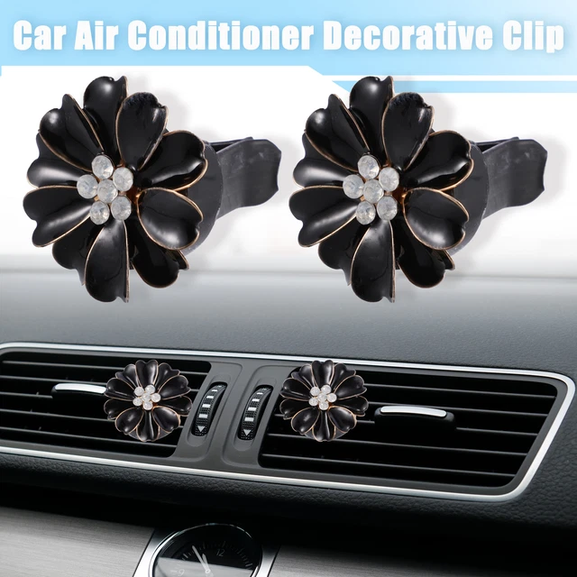 2pcs Car Flower Shape Clips for Air Conditioner Outlet Vent Decorations Black