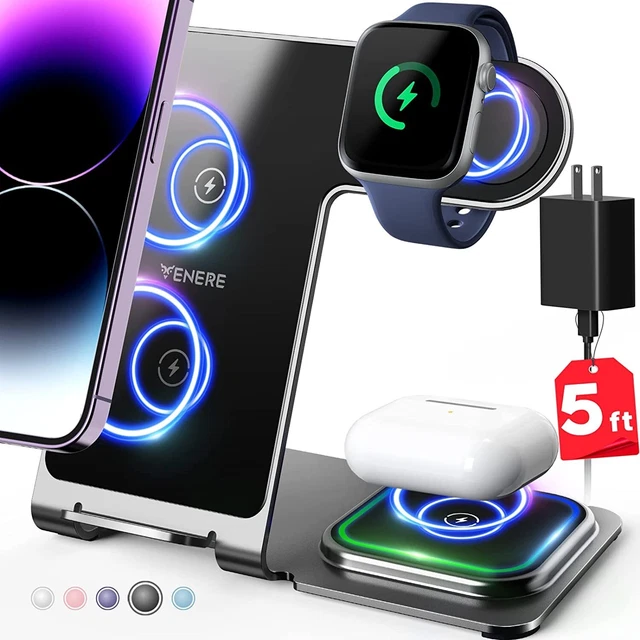 Aluminum Alloy 3 in 1 Phone and Watch Charging Station 15W Fast for iPhone14/13
