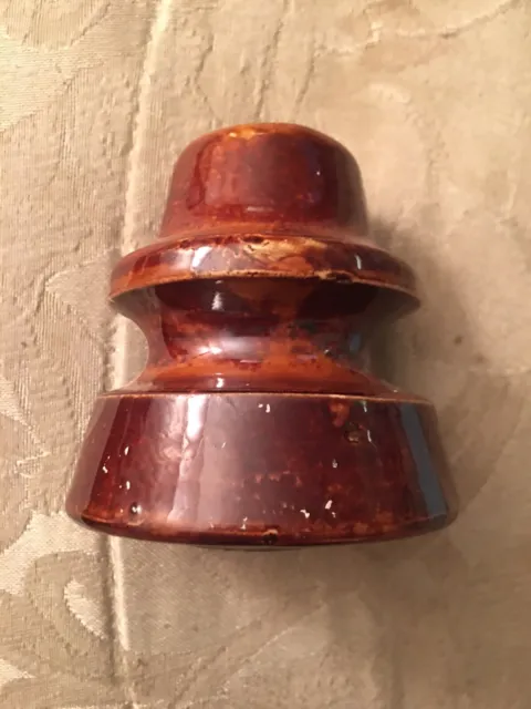Insulator Ceramic Brown Mottled Finish No Name  3.5” H X 3” Diameter