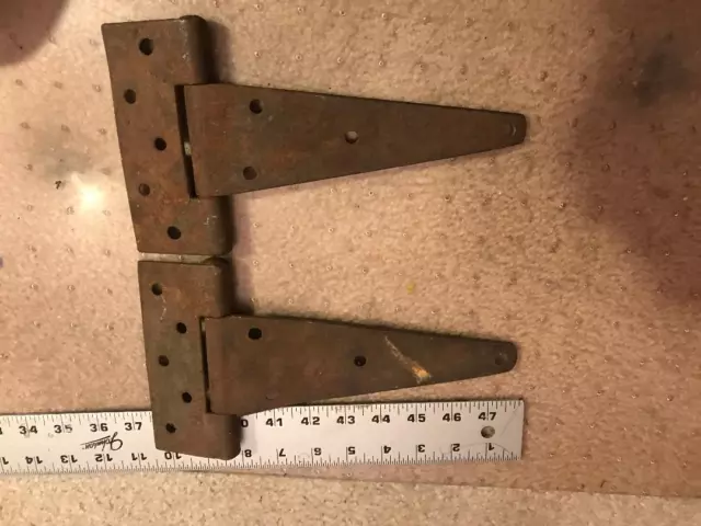 Large 10"  Steel Barn Door or Gate Hinges.  Perhaps hand forged?