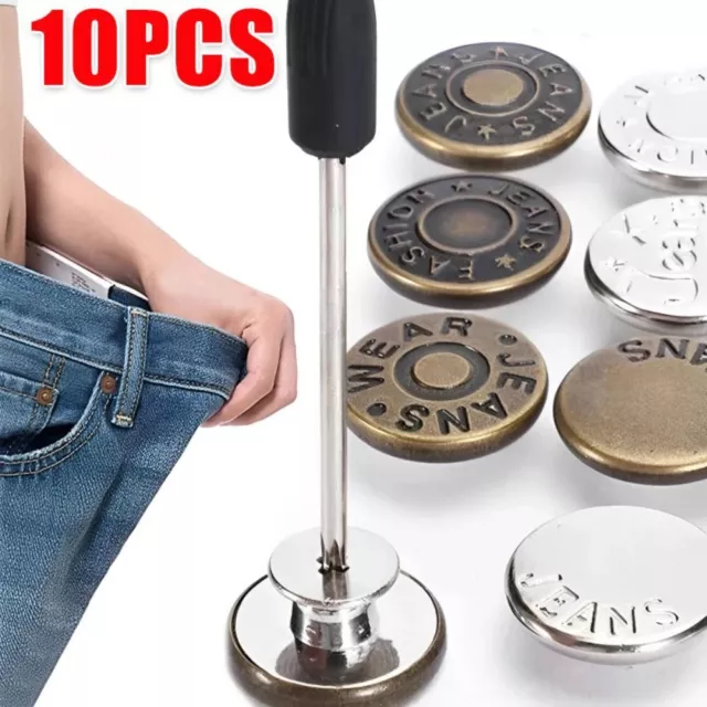 4Pack 10Pcs/pack Clothing Pants Jeans Buttons Nail Free Waist Buckle  Jeans