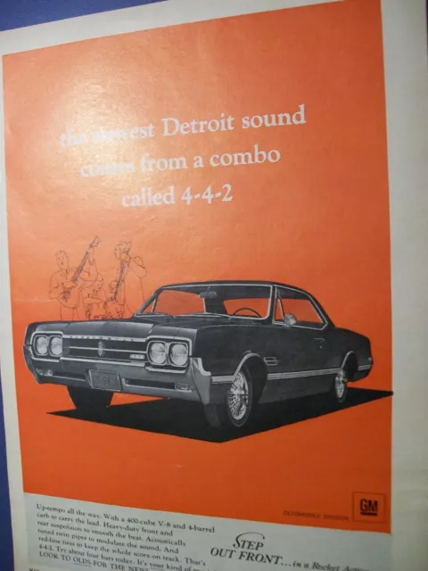 1966 Oldsmobile Olds 4-4-2 442 mid-size-mag car ad -"newest Detroit sound"