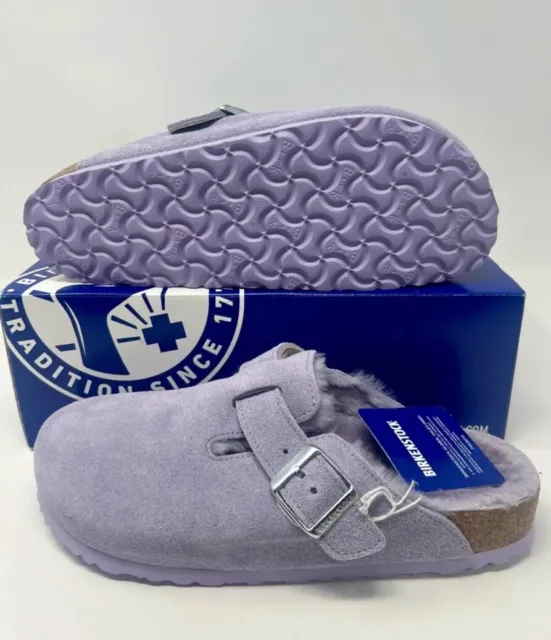 BIRKENSTOCK Boston Shearling  Clogs Purple Fog New Sz 36