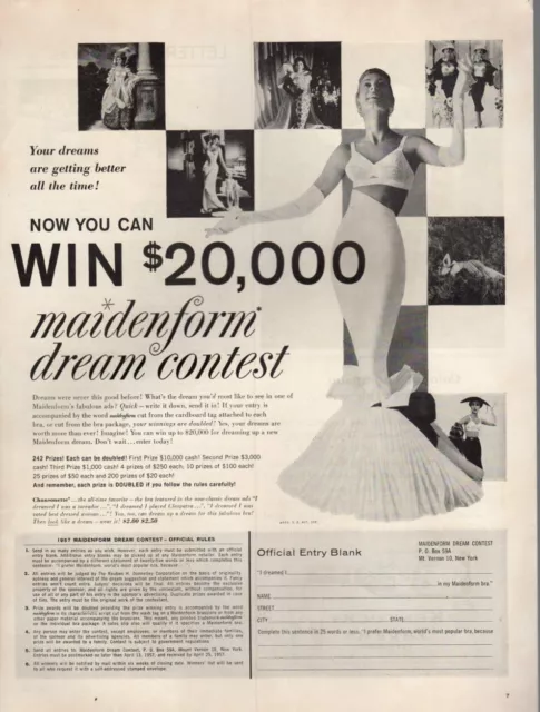 1955 Maidenform Bra Ad Your Dream can Win $10,000 Maidenform Dream