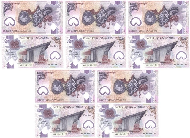 Papua New Guinea - 5 pcs x 5 Kina 2019 UNC Lemberg-Zp
