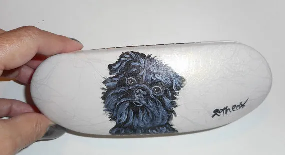 Affenpinscher Dog Art Portrait Painting Eyeglass Glasses Hard Case