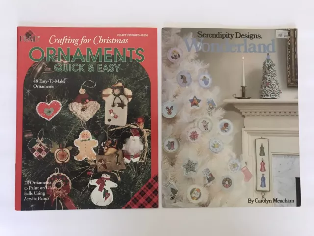 (Lote de 2) folletos de colección de colección de adornos navideños y patrones de patrones del país de las maravillas para artesanía