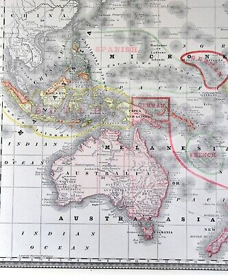 1892 Rand McNally Map Oceania Australia New Zealand Hawaii Malaysia New Guinea 2