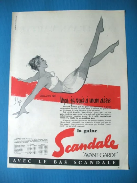 Publicite De Presse Scandale Gaine Sous-Vetement Illustration Diaz Ad 1957
