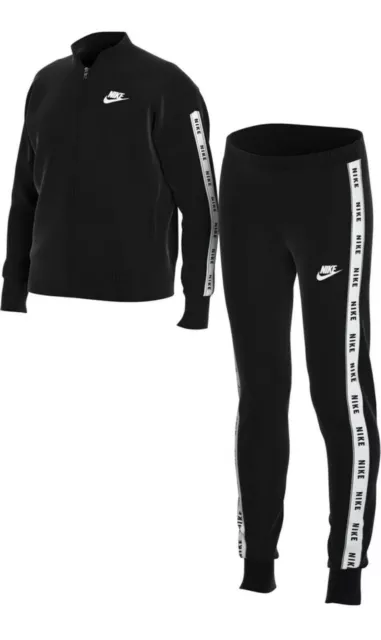 Girls Nike Sportswear Pants Jacket Set Tracksuit Black Cv9657-010  M