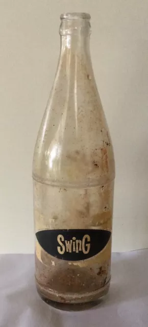 OLD VINTAGE 29 cm SWING COOL SOFT DRINK GLASS BOTTLE KALGOORLIE WA AS FOUND