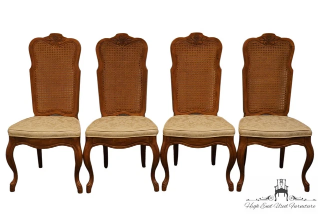 Set of 4 DREXEL FURNITURE Louis XV French Provincial Cane Back Dining Side Ch... Set of 4 DREXEL FURNITURE Louis XV French Provincial Cane Back Dining Side Ch...