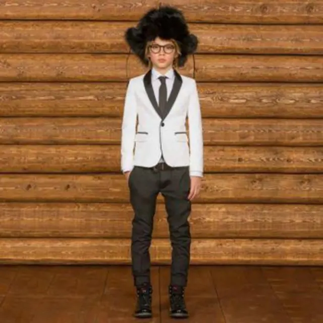 Boys Suits White Jacket+Black Pants Page Boy Wedding Suit Birthday Dinner Suit