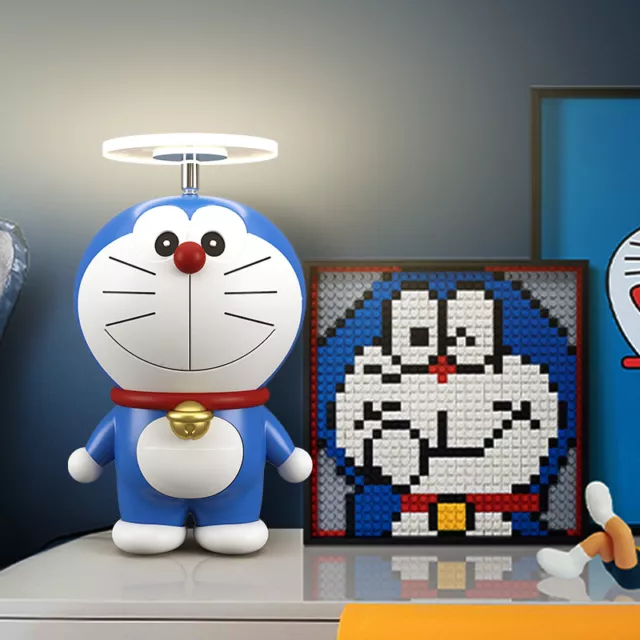 Anime Doraemon Cartoon LED Tricolor Dimming Light Resin Bedside Table Lamp Model