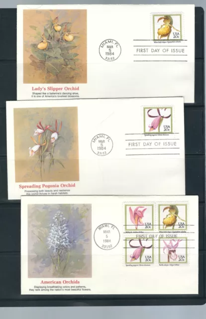 US Scott # 2076-2079-2079a Orchids FDC . Fleetwood cachet