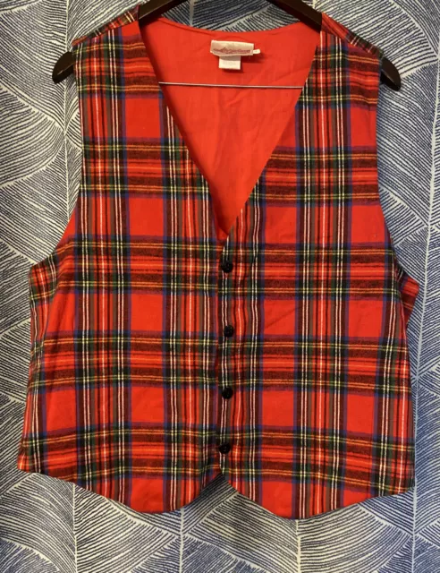 storybook heirlooms vest LARGE Red Plaid