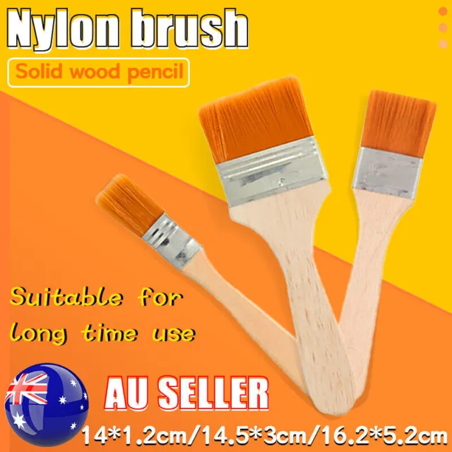 3Pack Art Brushes Flat Paint Set Drawing Painting Wooden Handle Craft Adult/Kids