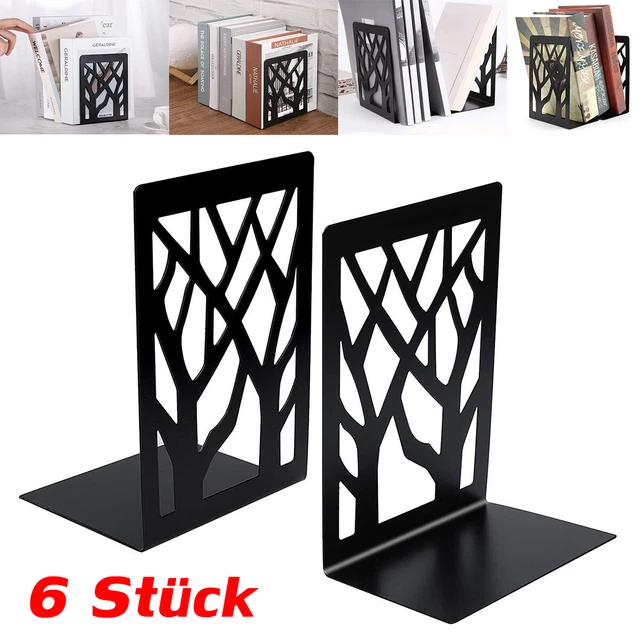 6x Metall Ständer Buchstütze Buchhalter Buchständer Set Schwarz Für Bücherregal