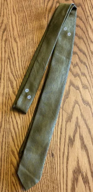 True Vintage  1940s-50s Olive Green Silk Necktie Tie Herbst Mens Store Fargo, ND