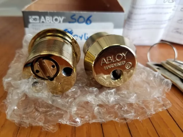 2 ABLOY Disklock Mortise Cylinders High Security with 2 keys each locksport