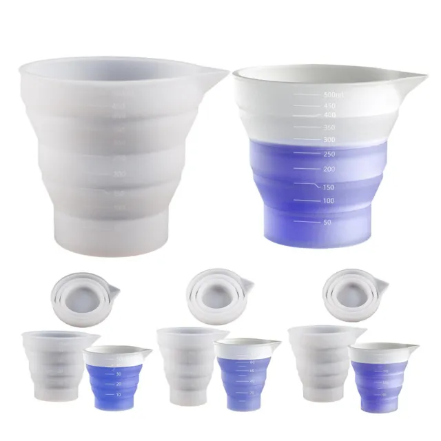 Silicone Measuring Cup Resin Mixing Cups Collapsible Measurement Spoon