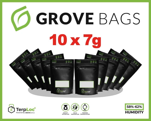 10x Grove Bags TerpLoc 17x10cm Ohne Fenster – 7g-10g, Antistatisch, Einschweißbeutel Grove Bags TerpLoc 17x10 Cm