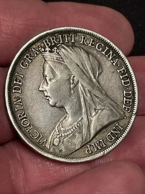 1893 Queen Victoria Silver Crown Very Nice Grade With Good Detail