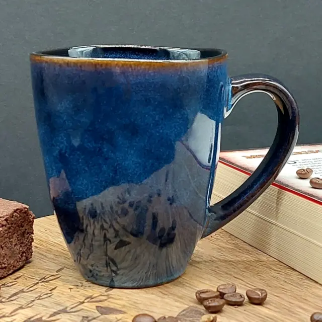 Kaffeetasse 300 ml, Kaffeebecher Steingut, Becher groß, Teetasse, handmade, Blau
