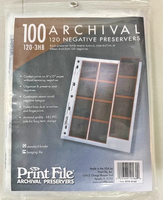 PRINT FILE 120 Archival Negative Preservers 1203HB New Sealed 100 Pack