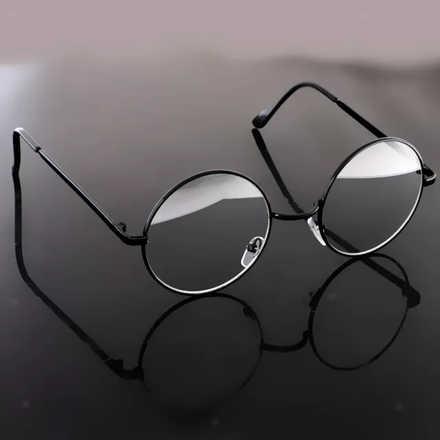 Retro Vintage rundes Metallgestell Damen Männer schlicht klar verspiegelt Brille Brille