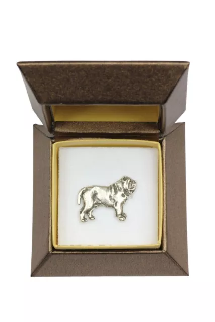 Neapolitan Mastiff Type 2 - Silver Plated Brooch with A Dog Art Dog