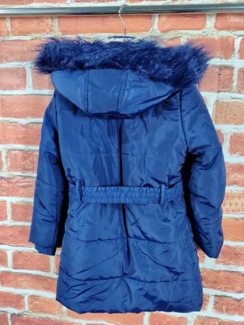 Giacca Parka Imbottita Blu Zoo Marina Età 7-8 Anni Finitura Pelliccia Bambini 128Cm 2