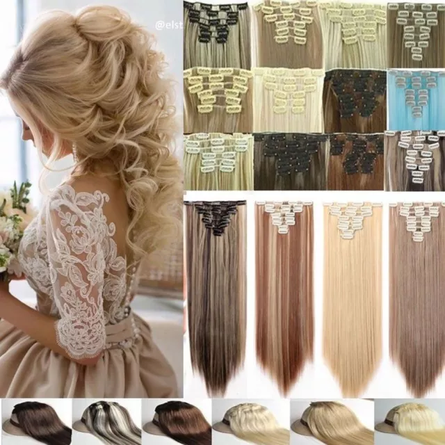 50pcs joblot FULL HEAD 24" CLIP IN ON HAIR PIECE EXTENSION LONG STRAIGHT