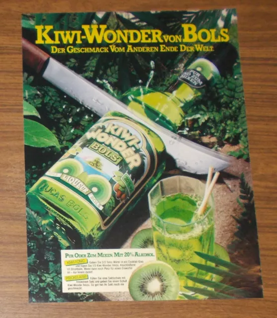 Seltene Werbung BOLS KIWI-WONDER- Der Geschmack vom anderen Ende der Welt 1986