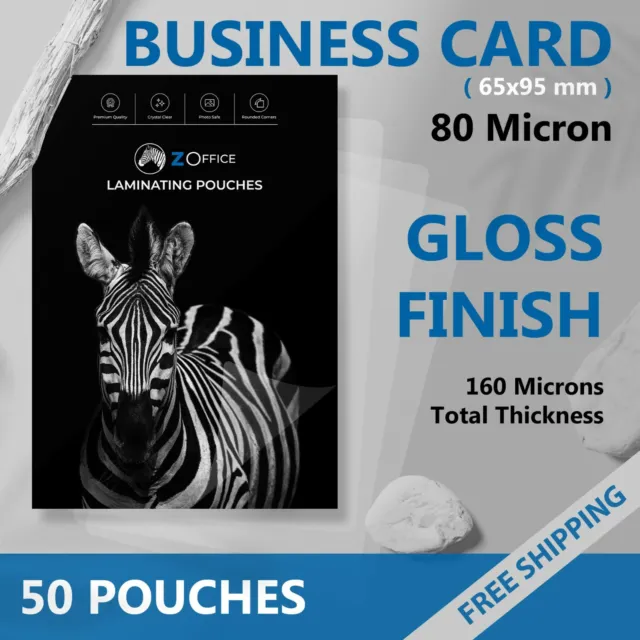 Business Cards Laminating Pouches Film 80 Micron Gloss (PK 50) 65x95mm ZOffice
