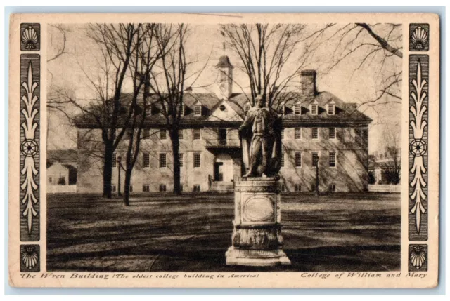 c1920 Wren College Oldest Building William & Mary View Williamsburg VA Postcard