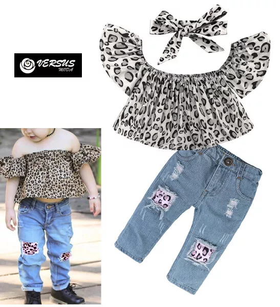 Maglia Bambina Top Spalle Scoperte e Jeans Girl T-shirt and Denim SETCH14