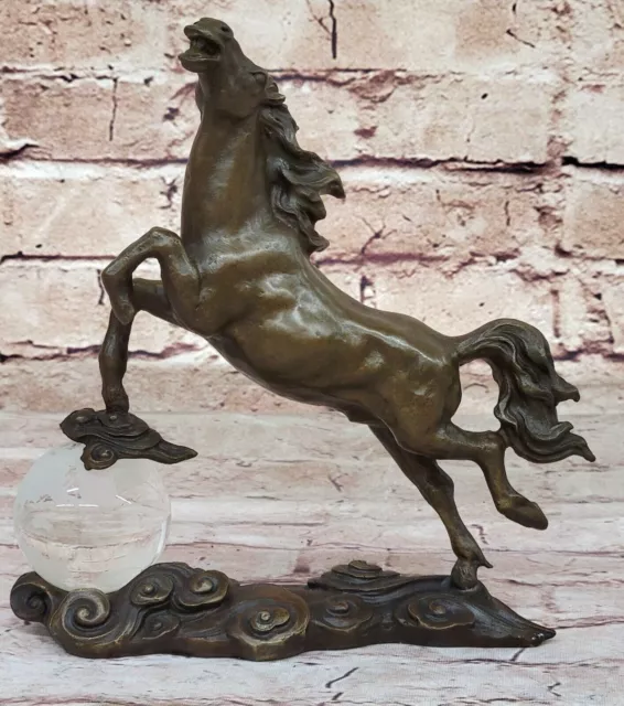 Lost Wax Method: Milo's Signed Rearing Horse Sculpture Genuine Bronze