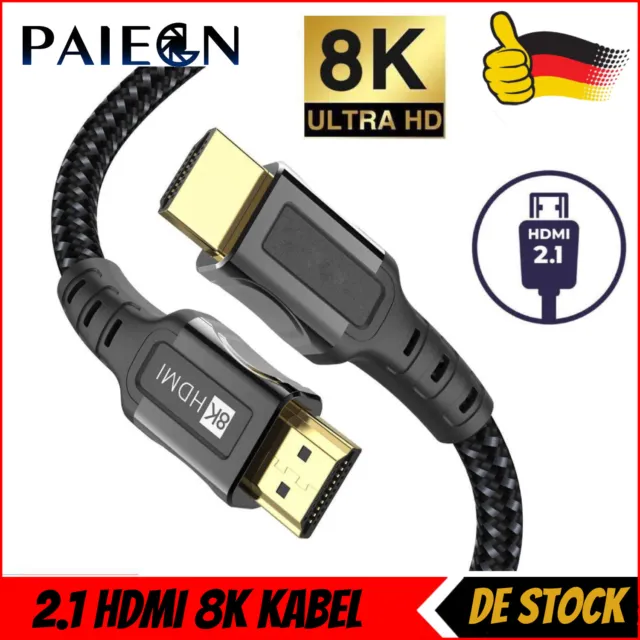 Paiegn High Speed 2.1 UHD HDMI Kabel 48G 8K@60Hz HDR eARC HDTV PS5 XBOX 2m DE