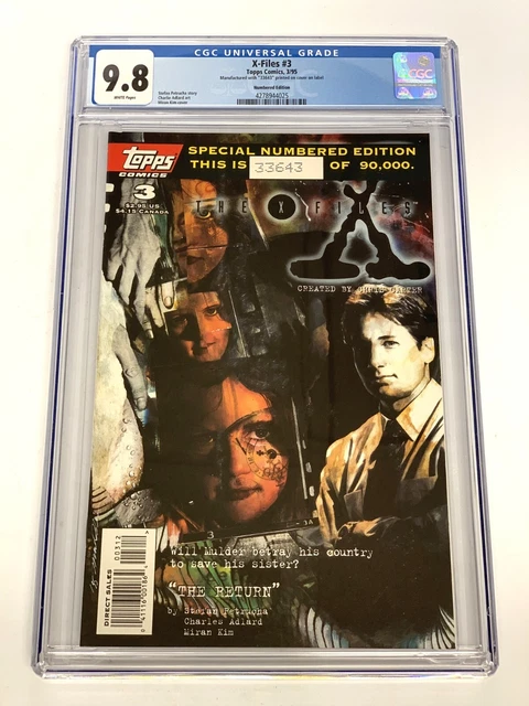 The X-Files #3 CGC 9.8 WP Modern Age 1995! Numbered Edition #33643 Topps 🔑