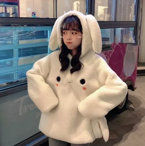 Japanese Bunny Face Kawaii Harajuku Hooded Rabbit Ear Loose Sweater Hoodie