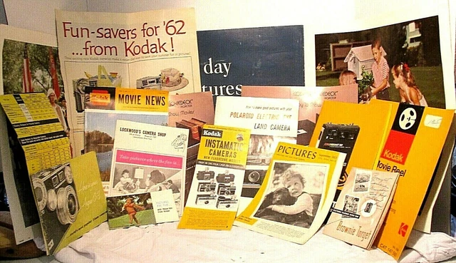 15 Vintage Camera Manuals Advertising Dealer Signs Kodak Brownie Argus Polaroid