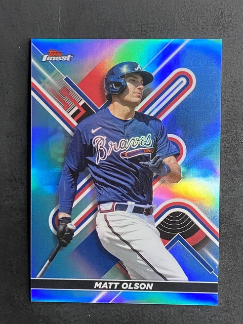 Matt Olson 2022 Topps Finest Sky Blue Refractor Parallel /300 #77 Atlanta Braves