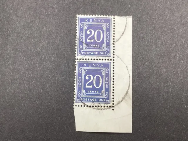 Kenya 1967 Postage Due 20c blue pair used with skirting.  P67