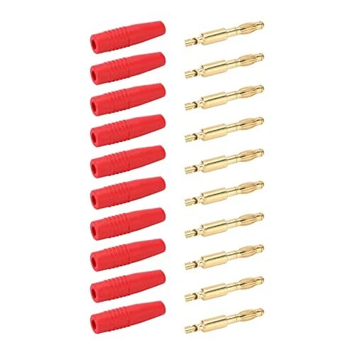 Lot de 10 connecteurs à vis banane pour haut-parleur audio + connecteurs de prise jack 4 mm Rouge + Noir