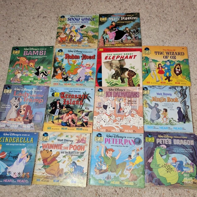 DISNEY READ ALONG Book and record lot 15 total FREE SHIPPING £56.60