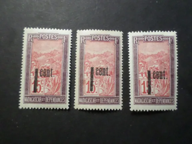 EX COLONIE MADAGASCAR 1921 timbre 125a variété SURCHARGE DEPLACEE neuf** MNH (D)