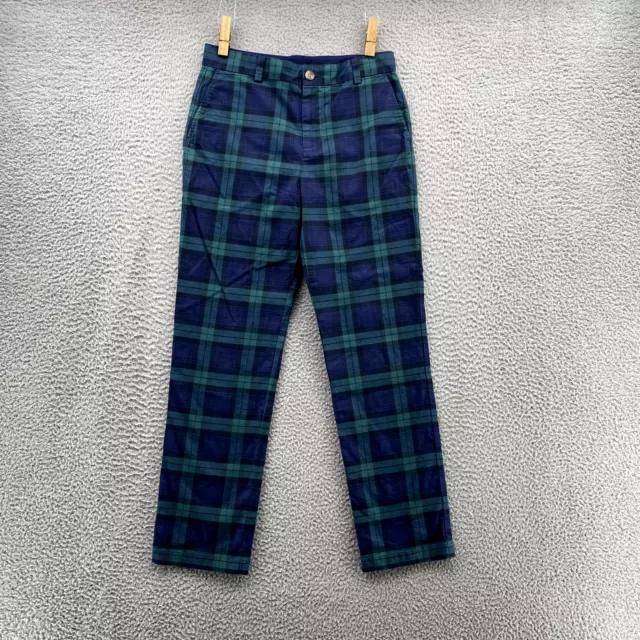 Vineyard Vines Pants Youth Sz 18 Blue Green Plaid Stretch Slim Chino Preppy Boys