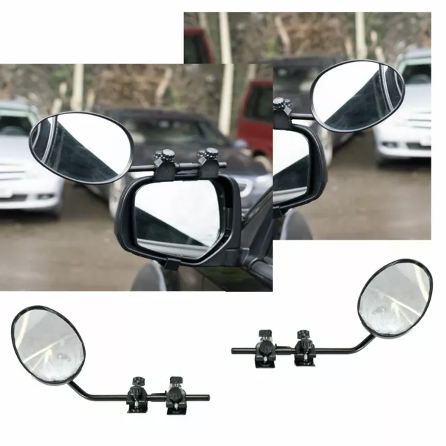 Pair of Convex Caravan Car Extension Towing Mirrors fits Volvo